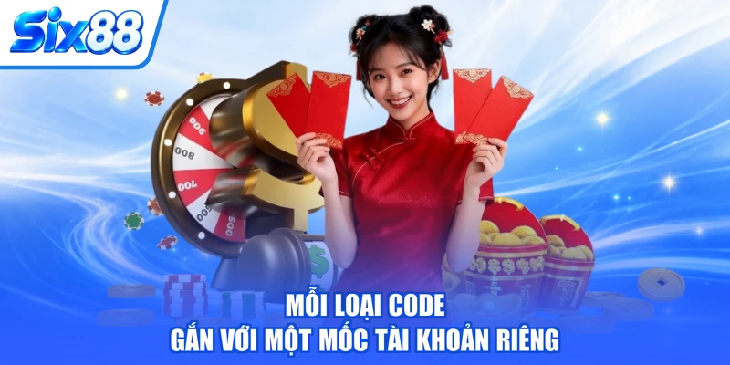 Mỗi loại code gắn với một mốc tài khoản riêng